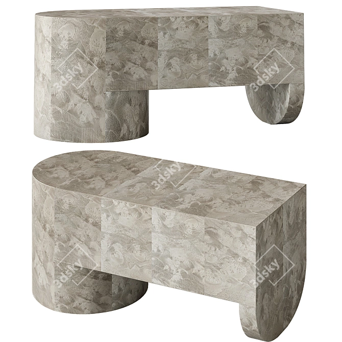 "White Walnut Briar Wood Gueridons 3D model image 3