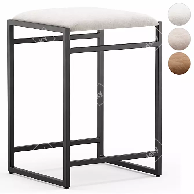 Sleek Upholstered Counter Stool 3D model image 1