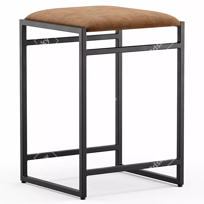 Sleek Upholstered Counter Stool 3D model image 2