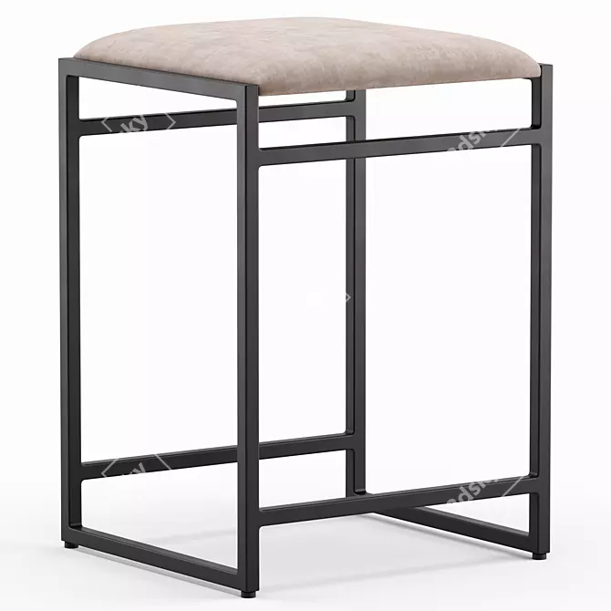 Sleek Upholstered Counter Stool 3D model image 3
