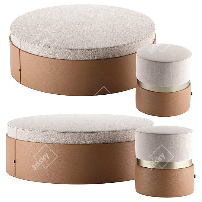 Laskasas Upholstered Round Poufs 3D model image 1