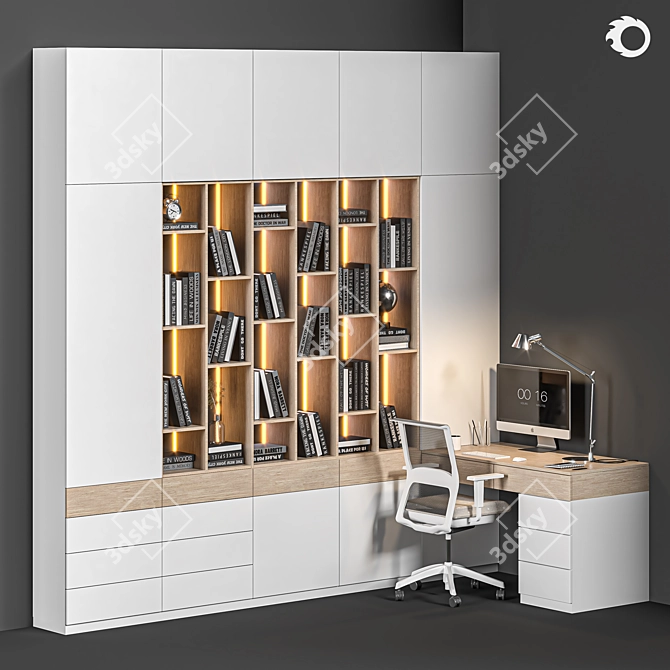 Crown Render Office Furniture Set 3D model image 1