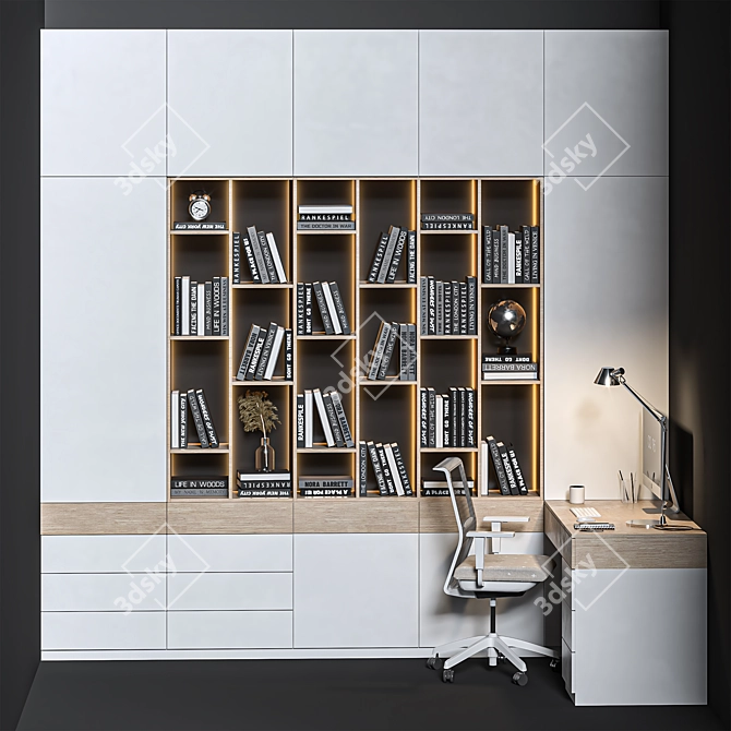 Crown Render Office Furniture Set 3D model image 2