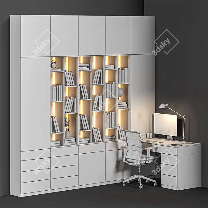 Crown Render Office Furniture Set 3D model image 5