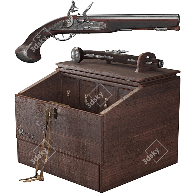 Antique Flintlock Pistol Desk Combo 3D model image 1