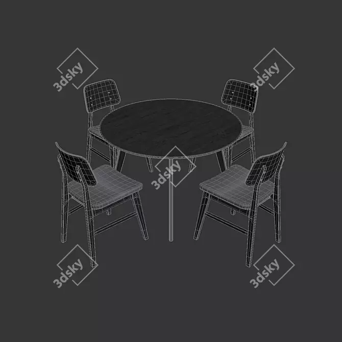 Nagano Chair & Yumi Dining Table 3D model image 3