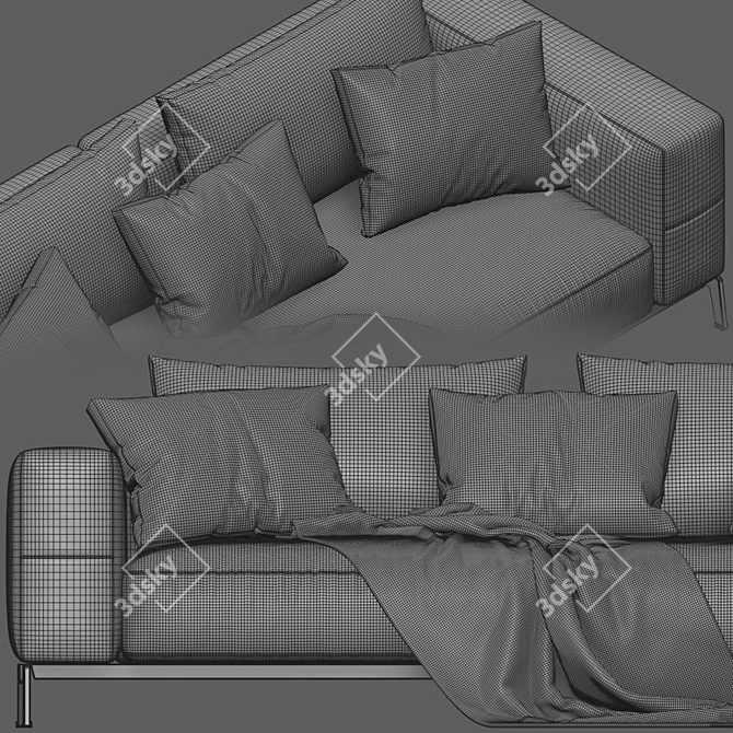 Luxurious Flexform Ettore Loveseat Modern 3D model image 5