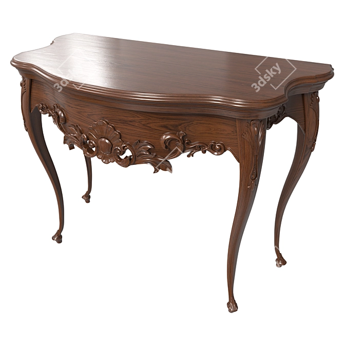 Carved Wooden Console Table 3D model image 2