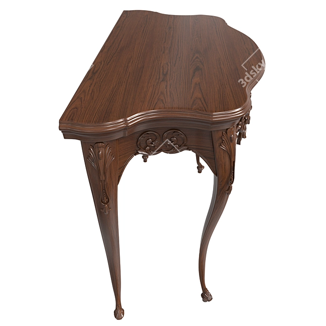 Carved Wooden Console Table 3D model image 3