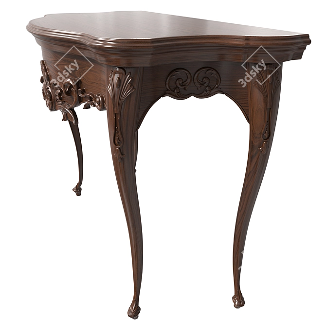 Carved Wooden Console Table 3D model image 4