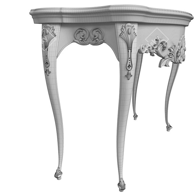 Carved Wooden Console Table 3D model image 7