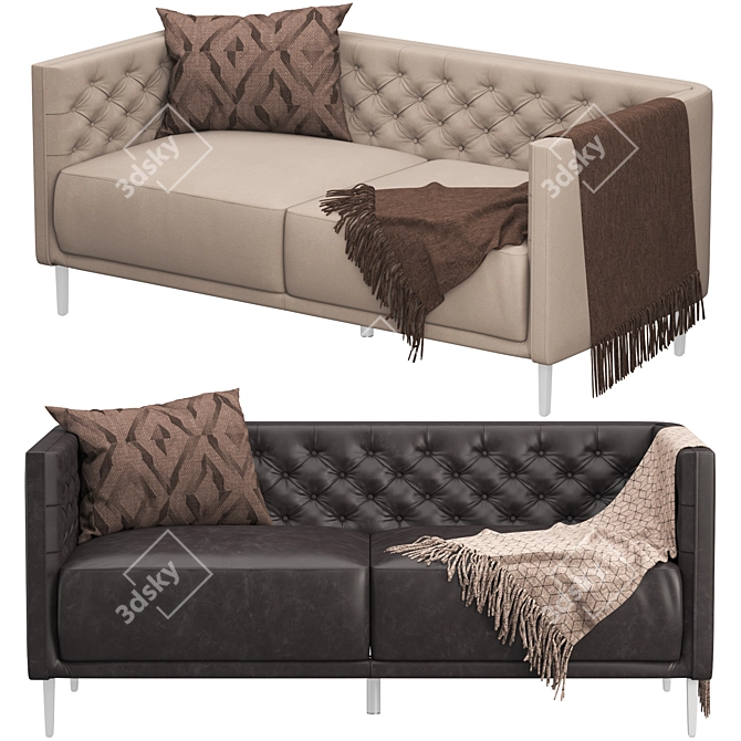 Tufted Leather Apartment Sofa 3D model image 1