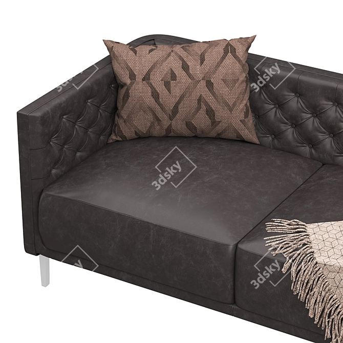 Tufted Leather Apartment Sofa 3D model image 5