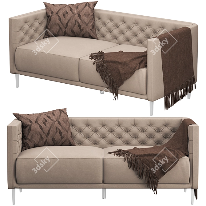 Tufted Leather Apartment Sofa 3D model image 6