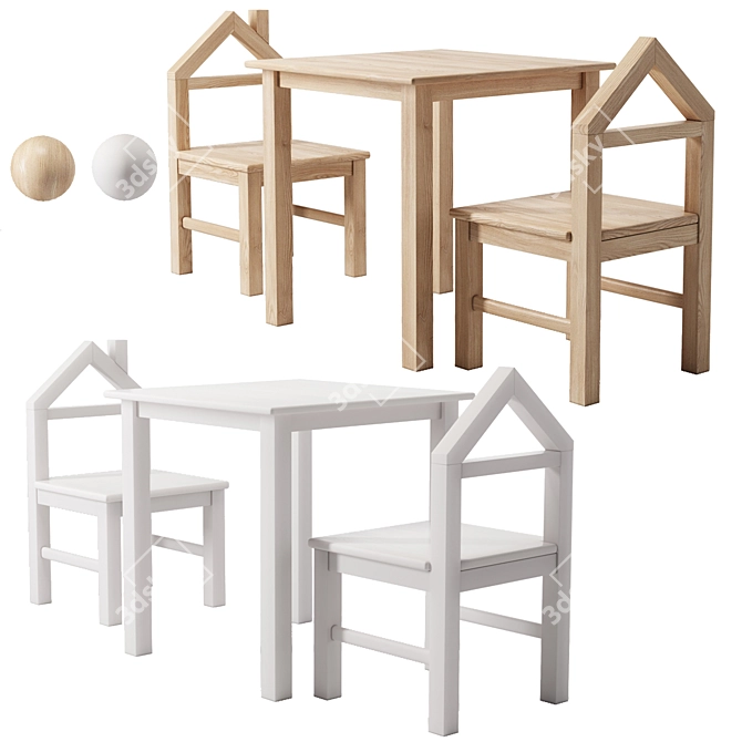 JLY House Kids Table Set 3D model image 3