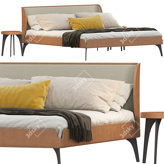 Bolzan Gabri Bed: Italian Elegance 3D model image 1