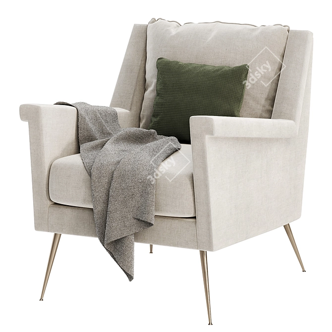 Carlo Mid Century Metal Chair 3D model image 4