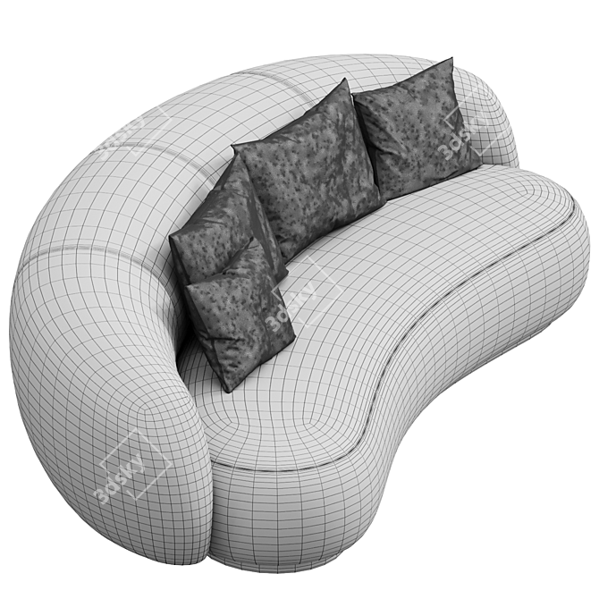 Stylish Wagell Curved Sofa 3D model image 3