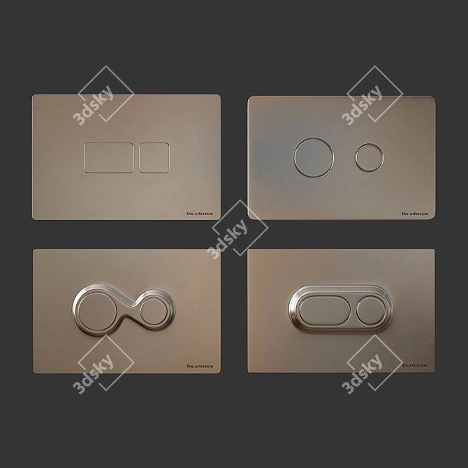 Water Drain Button Set 3D model image 1