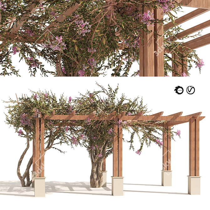 Exquisite Crape Myrtle Pergola Model 3D model image 1