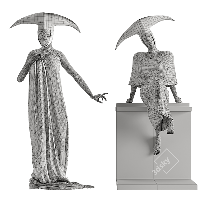 Variety Human Sculptures Pack 3D model image 4