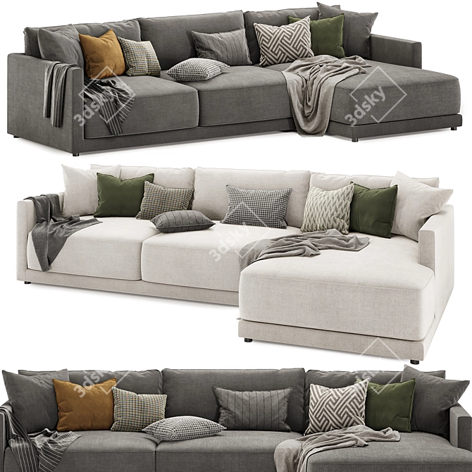 Cozy Modern Gather Sectional Sofa 3D model image 1