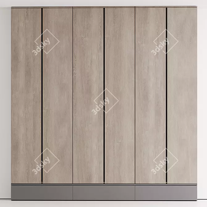 Customizable Dual Material Wardrobe 3D model image 2