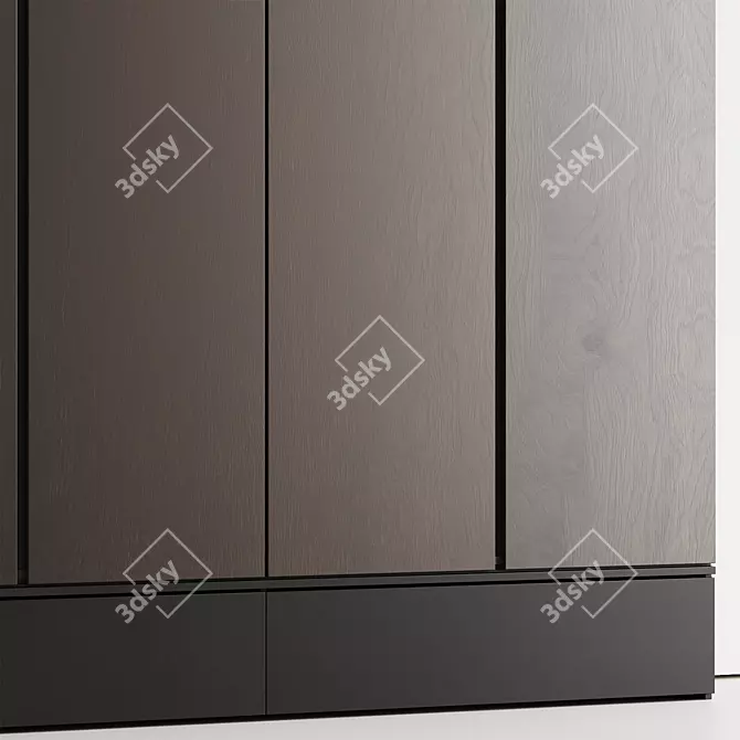 Customizable Dual Material Wardrobe 3D model image 3