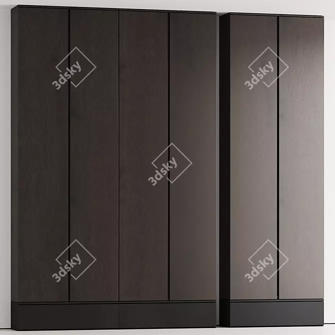 Customizable Dual Material Wardrobe 3D model image 4