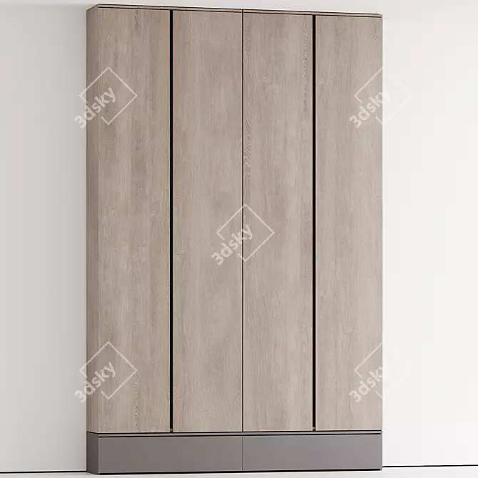 Customizable Dual Material Wardrobe 3D model image 5
