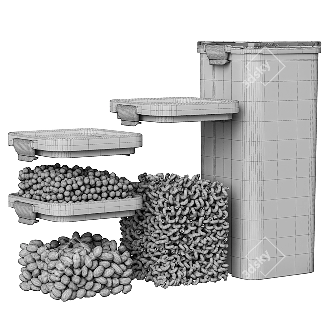 Food Storage Container Set (4) 3D model image 5