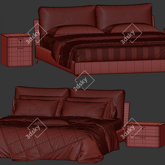 Modern Oasi Bed with Options 3D model image 6