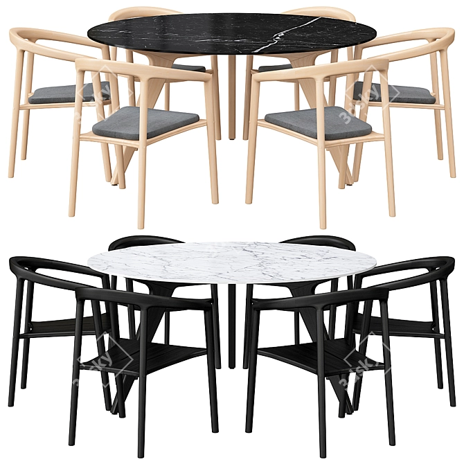 Manutti Torsa Table & Solid Armchair 3D model image 1