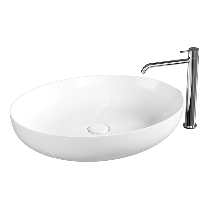 Sleek Steel Bathroom Faucet 3D model image 2