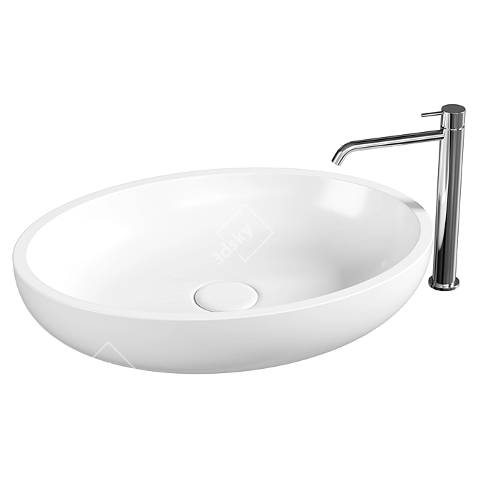 Sleek Steel Bathroom Faucet 3D model image 3