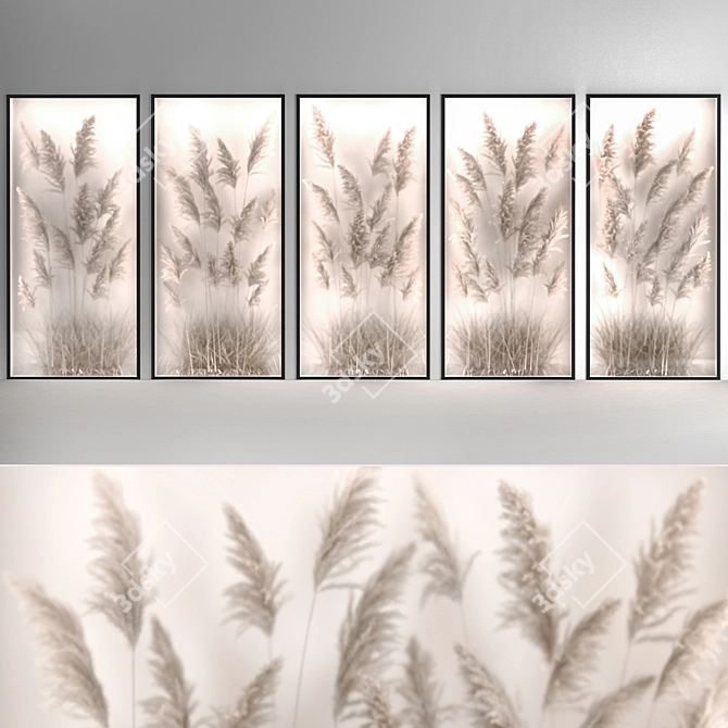Premium Dry Flower Wall Art 3D model image 1