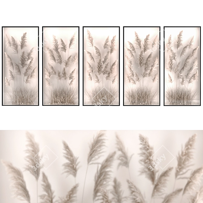 Premium Dry Flower Wall Art 3D model image 5