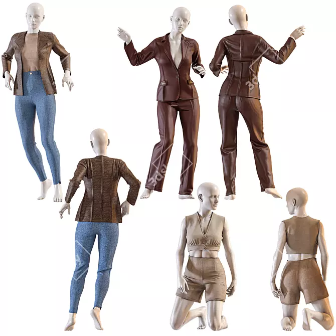 Chic Female Mannequin with Clothes 3D model image 7