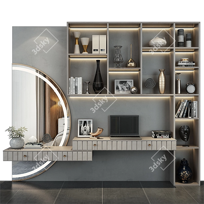 Modern TV Wall Decor Composition 3D model image 1