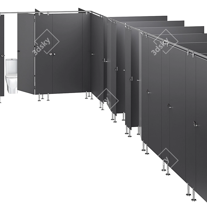 Urban Bathroom Partitions Set 3D model image 4