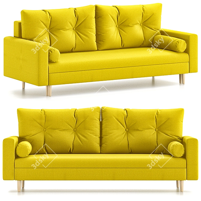 Numo Velvet Grafit Sofa Set 3D model image 2