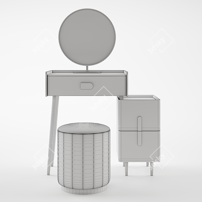 Modern Off-White Vanity Set 3D model image 6