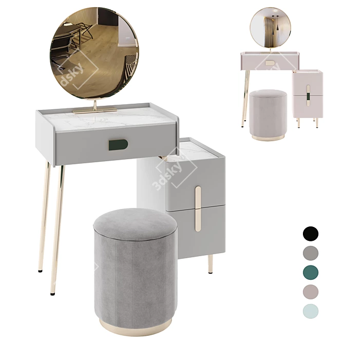 Modern Off-White Vanity Set 3D model image 9