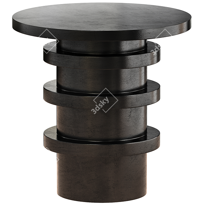 Handcrafted 24'' Wooden Drum Table 3D model image 1