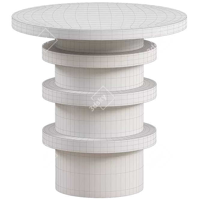 Handcrafted 24'' Wooden Drum Table 3D model image 2