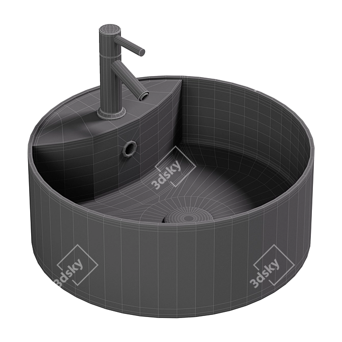 Ceramic Black Round Sink - 40cm Diameter 3D model image 2
