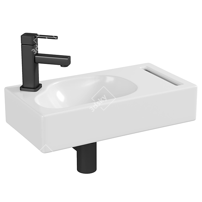 Suspended Hand Wash Basin with Towel Holder 3D model image 1