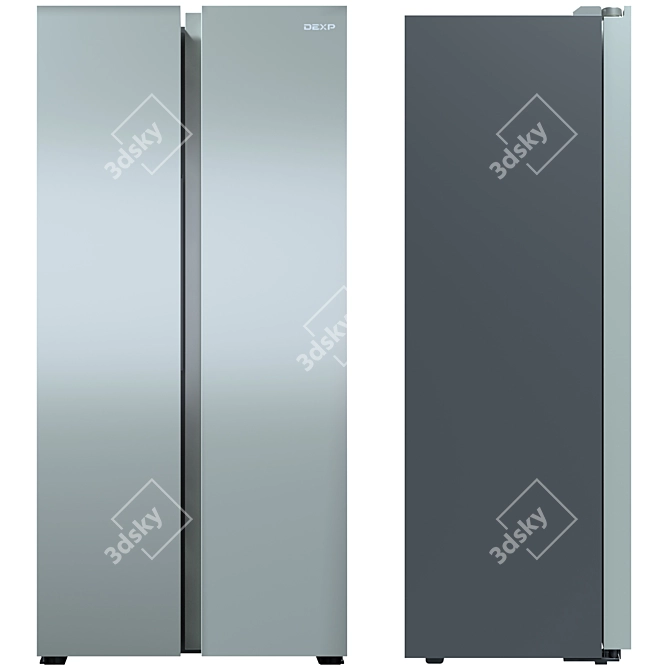 DEXP Silver Side-by-Side Refrigerator 3D model image 1