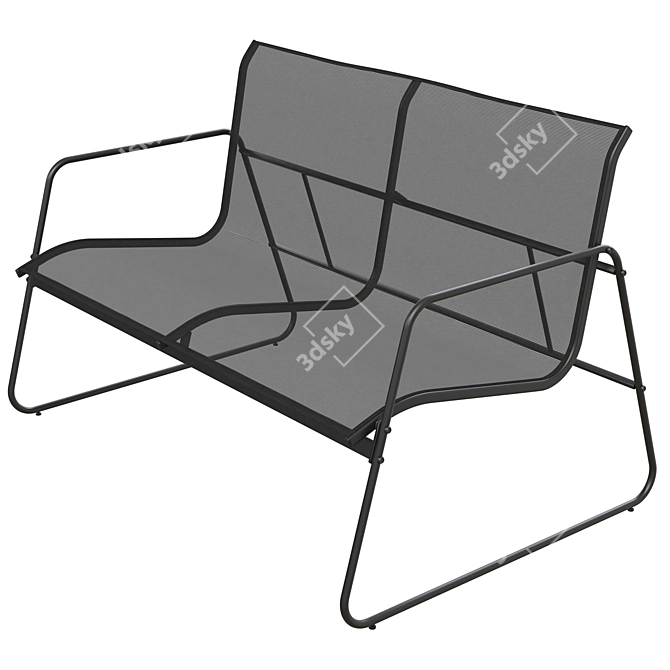 Modern Black 4-Seater Lounge Set 3D model image 3