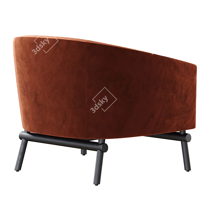 Elegant Olivya Stone Armchair in Coral 3D model image 2